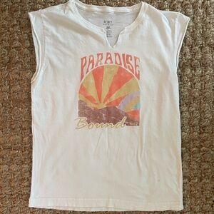 Roxy Watercolor Landscape Retro Cut Tank M Y2K Surf Skater